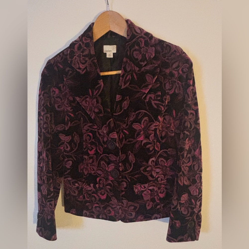 Caslon Women's Dark Purple Floral Blazer